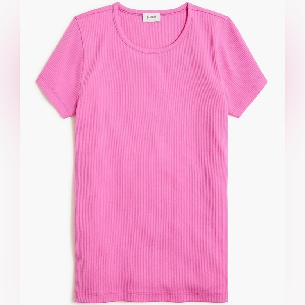 J. Crew Factory Women’s Ribbed Crewneck Tee BW826 Sz M In Pink NWT